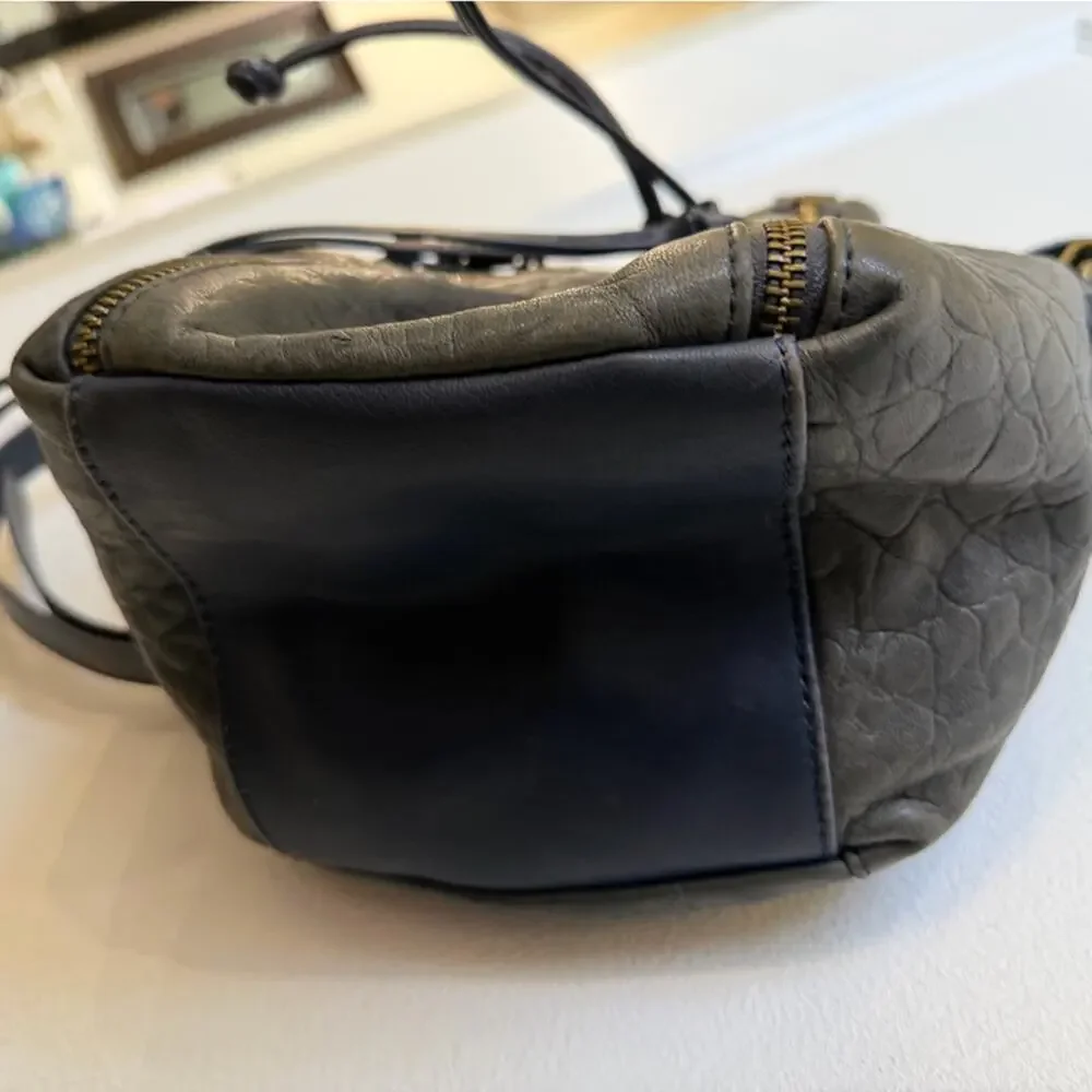 Joelle Hawkens Blue /gray Leather Bucket Bag